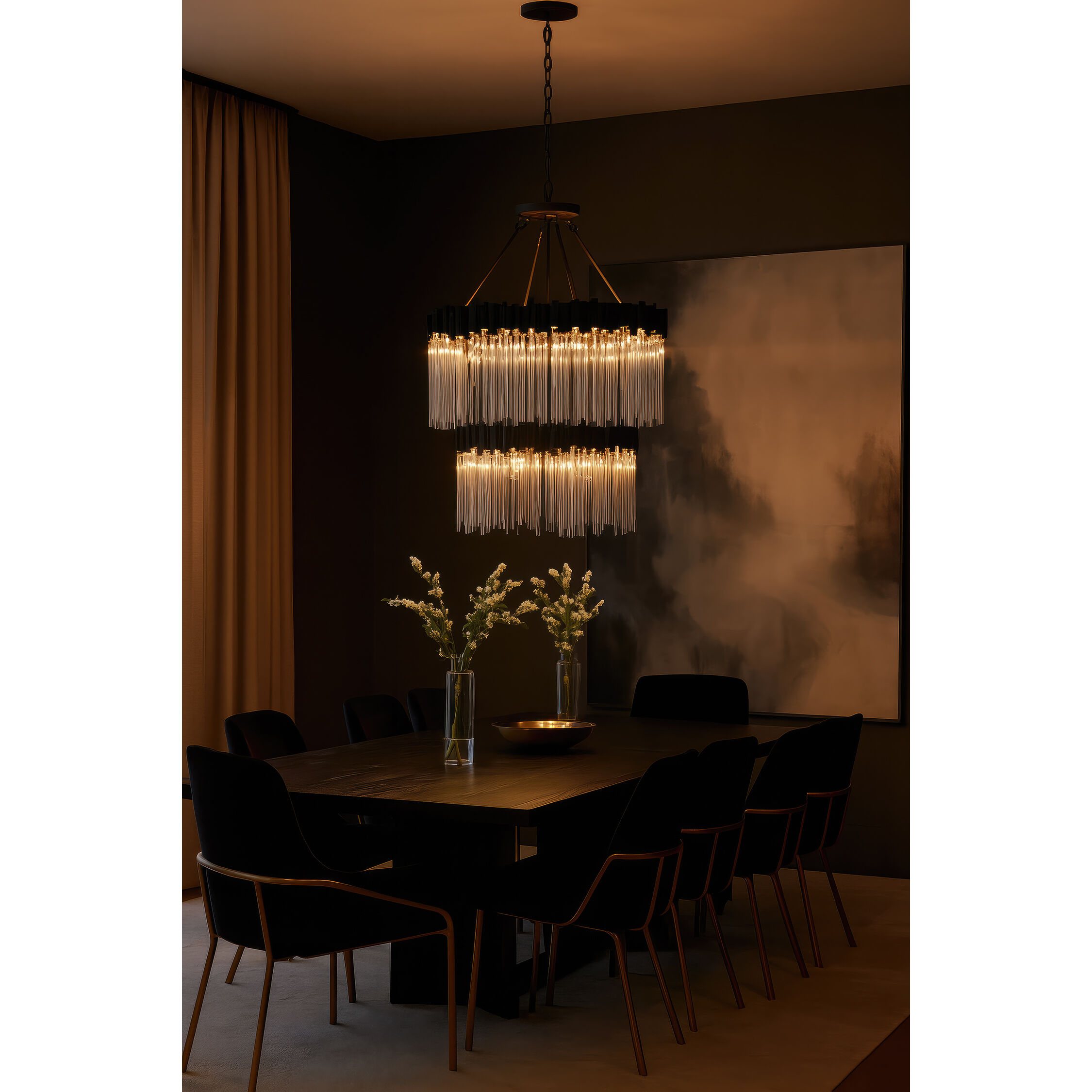 Matrix 14 Light 30 inch Matte Black and French Gold Chandelier Ceiling Light in Matte Black/French Gold
