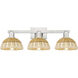 Natural Ballston Dome 3 Light 26 inch Brushed Satin Nickel Bath Vanity Light Wall Light