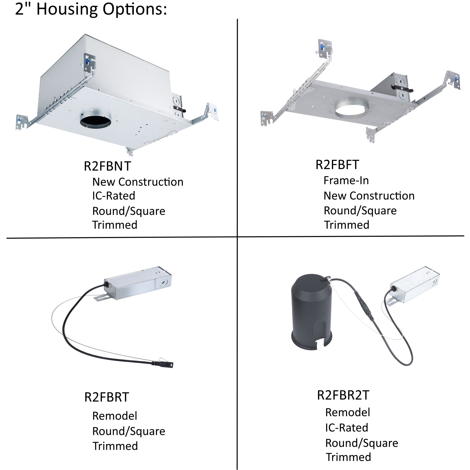 FQ Integrated LED White Recessed Trim in 1800-3000K, 2" LED