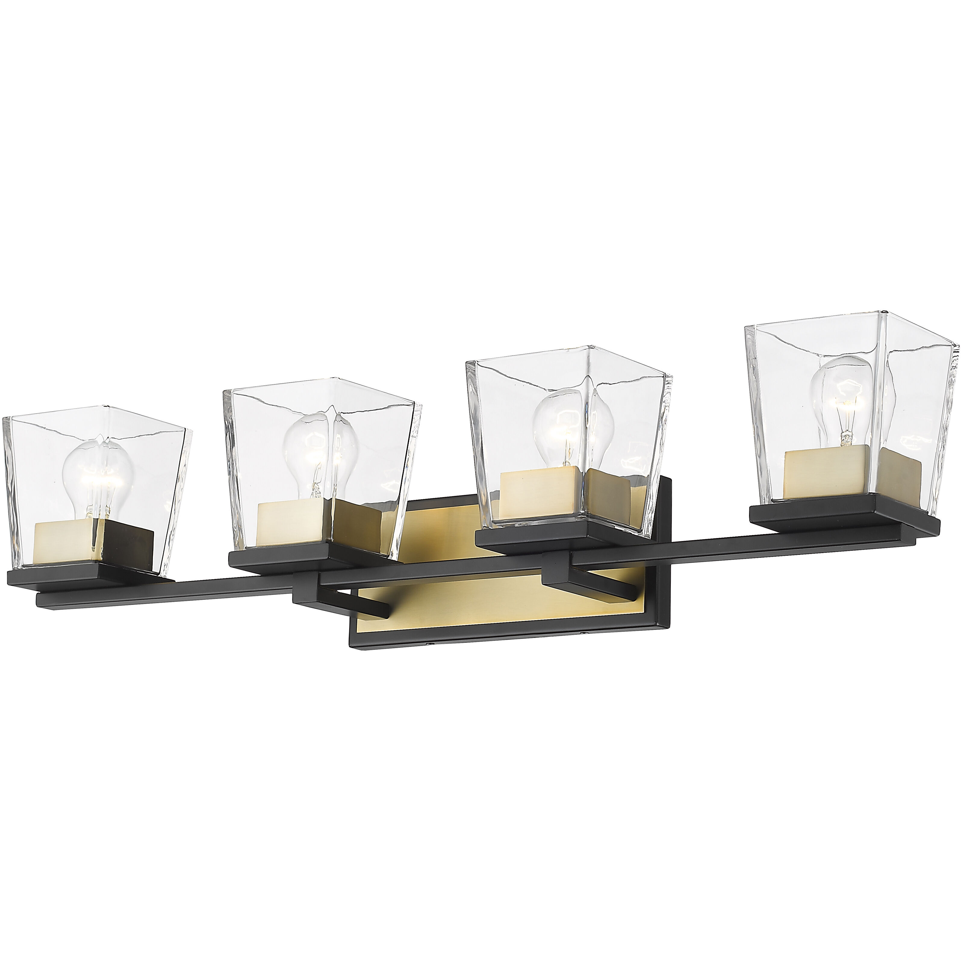 Bleeker Street 4 Light 33 inch Matte Black and Olde Brass Vanity Wall Light