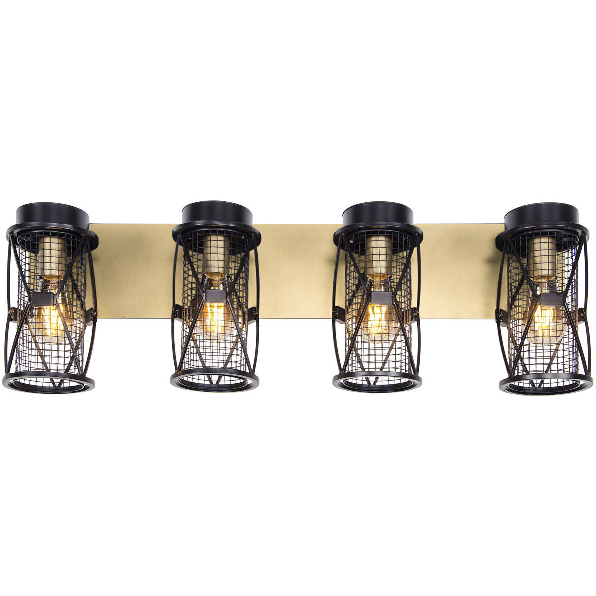 Harlequin 4 Light 32.13 inch Warm Bronze and Gold Bar Vanity Wall Light