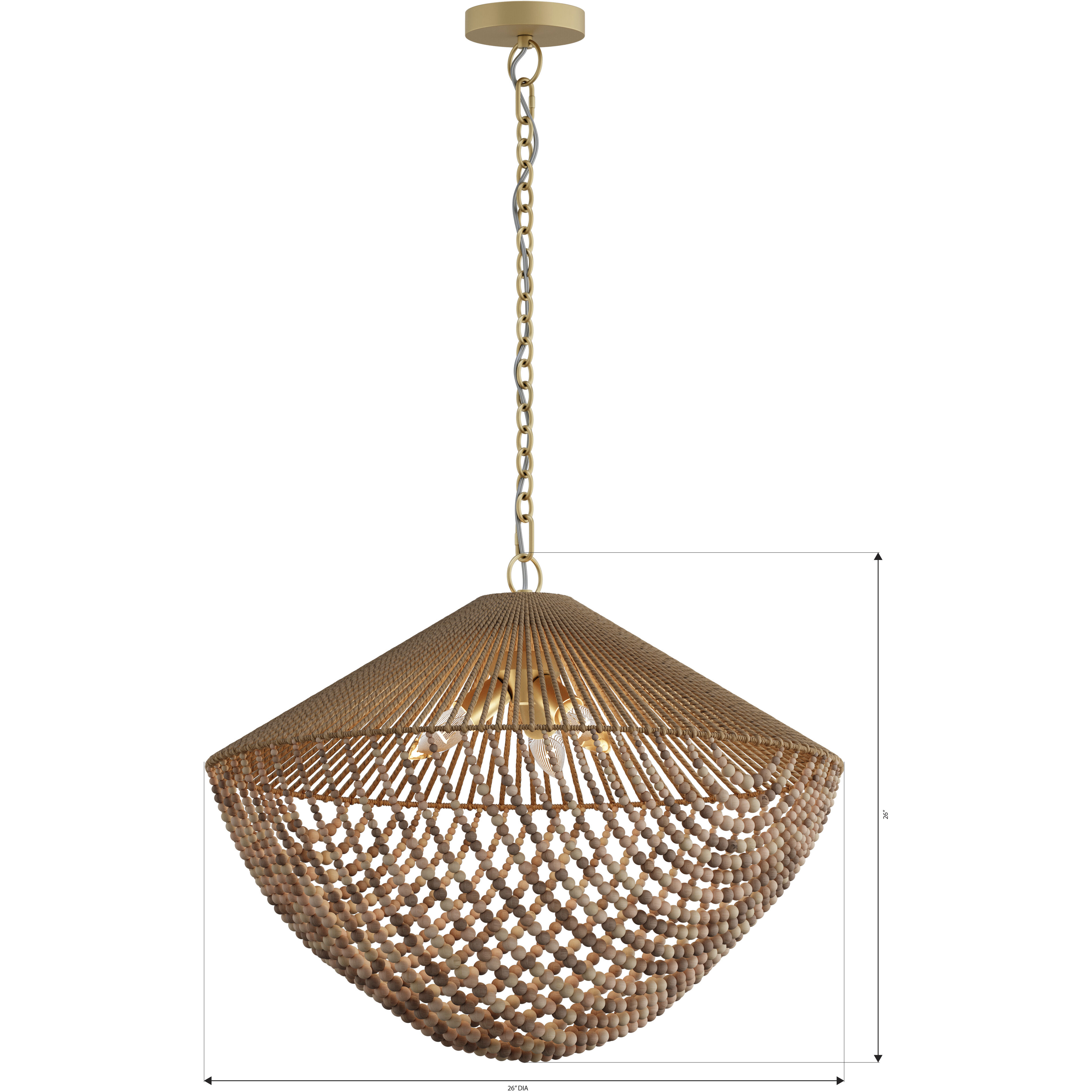 Virella 3 Light 26 inch Legacy Brass Pendant Ceiling Light