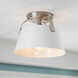 Jepson 1 Light 9.5 inch Matte White with Brushed Nickel Semi Flush Mount Ceiling Light