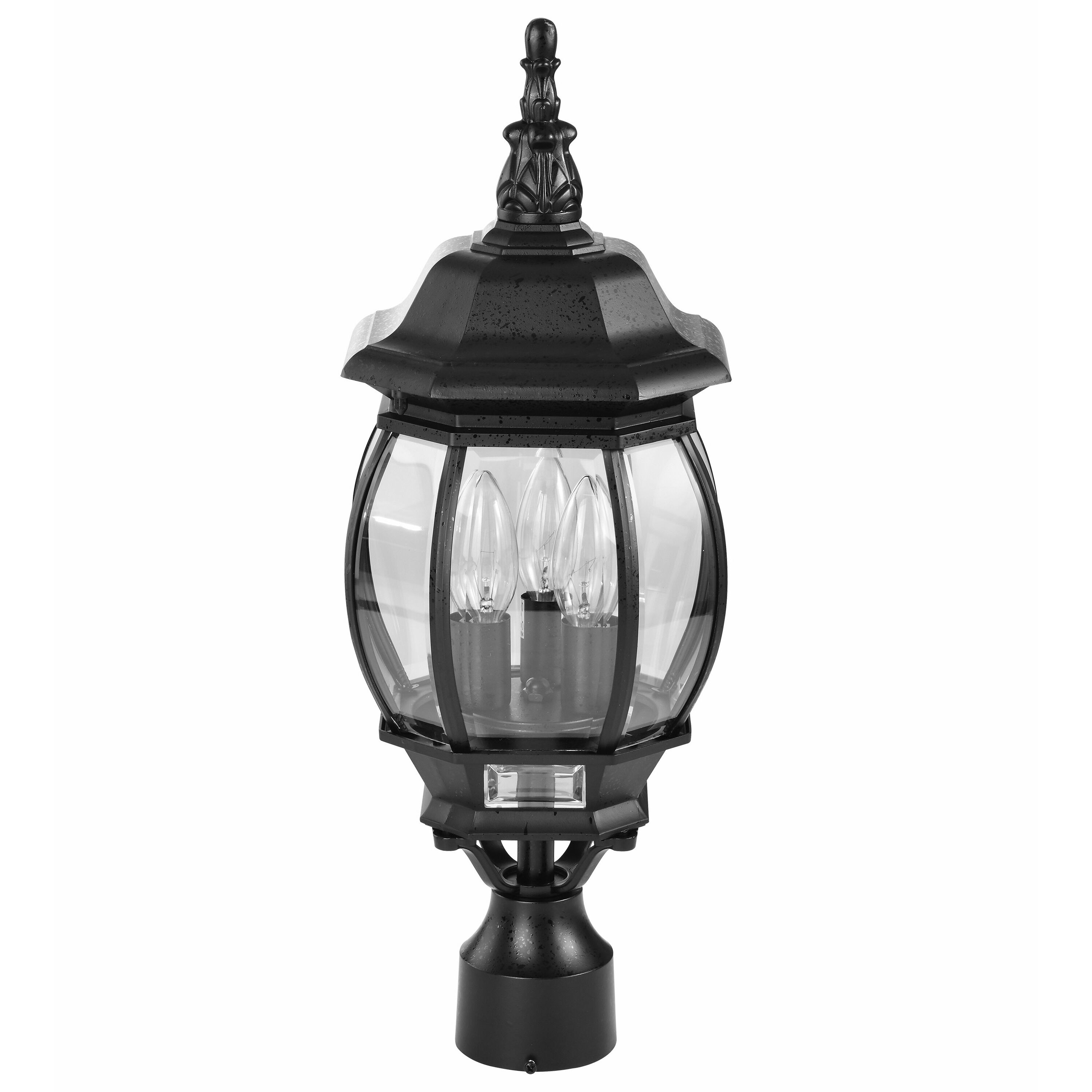 Central Park 3 Light 21 inch Textured Black Outdoor Post Lantern
