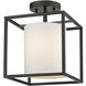 Manhattan 1 Light 9 inch Matte Black Semi-Flush Mount Ceiling Light, Damp
