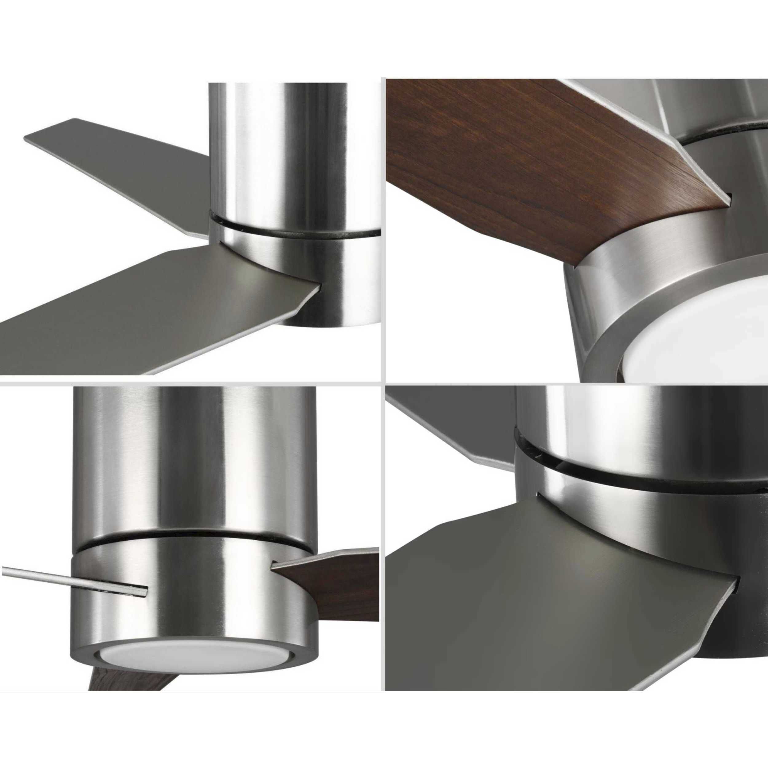 Chase 56 inch Brushed Nickel with Silver/American Walnut Blades Hugger Ceiling Fan, Progress LED