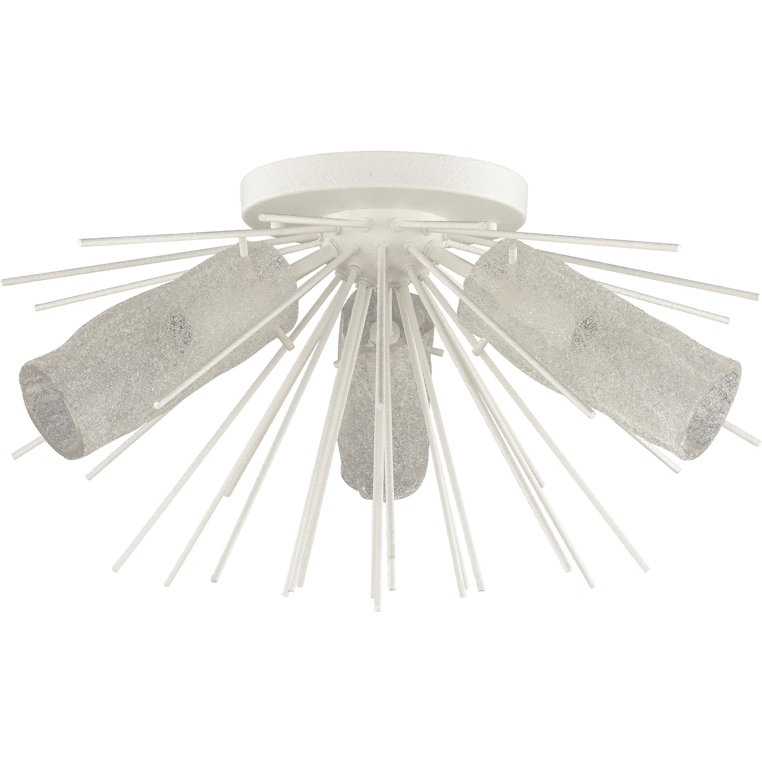 Sea Urchin 3 Light 20 inch White Coral Semi Flush Mount Ceiling Light