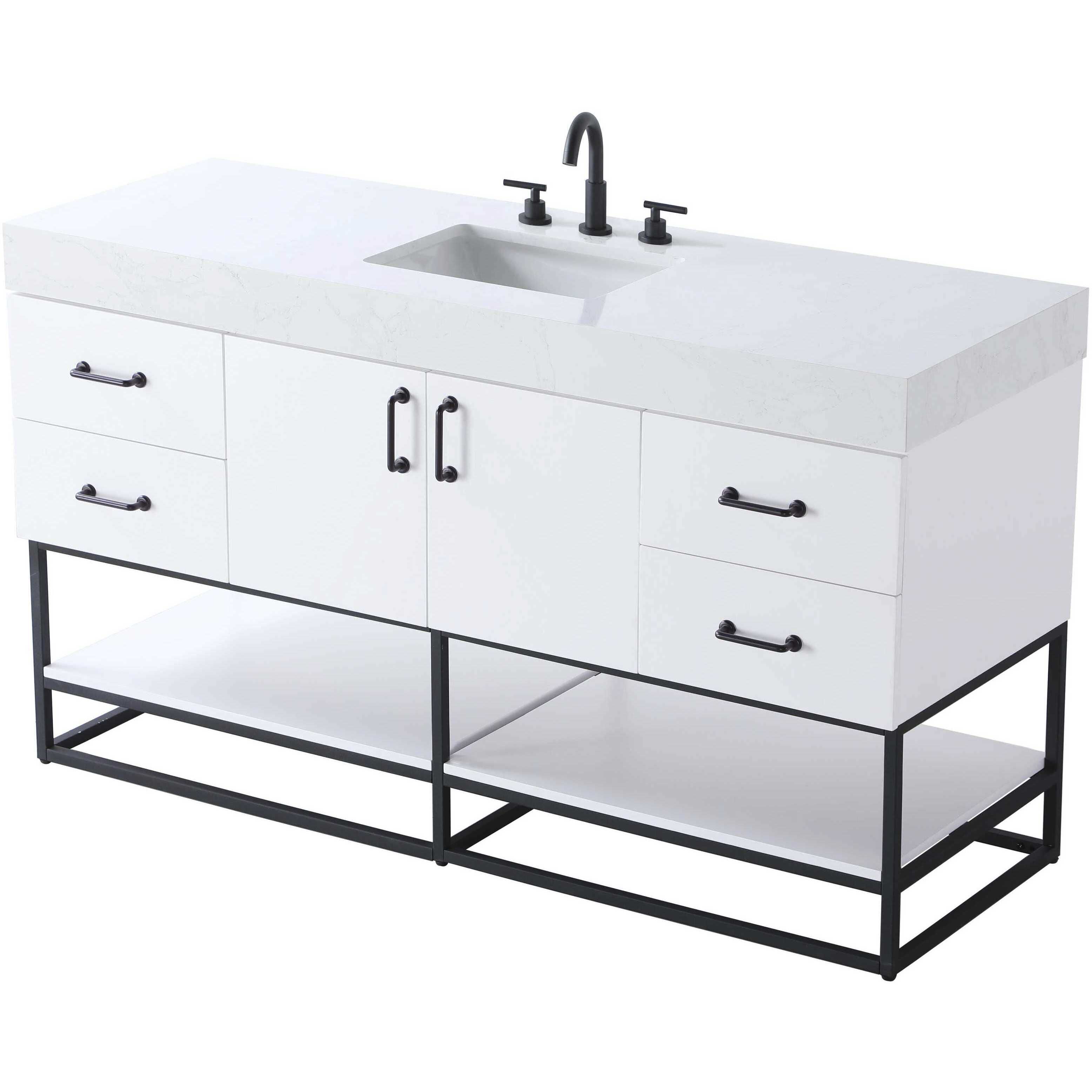 Caroline 60 X 34 inch White Bathroom Vanity Cabinet