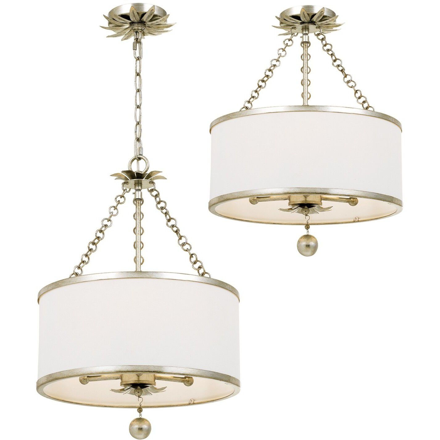 Broche 3 Light 14 inch Antique Silver Mini Chandelier Ceiling Light