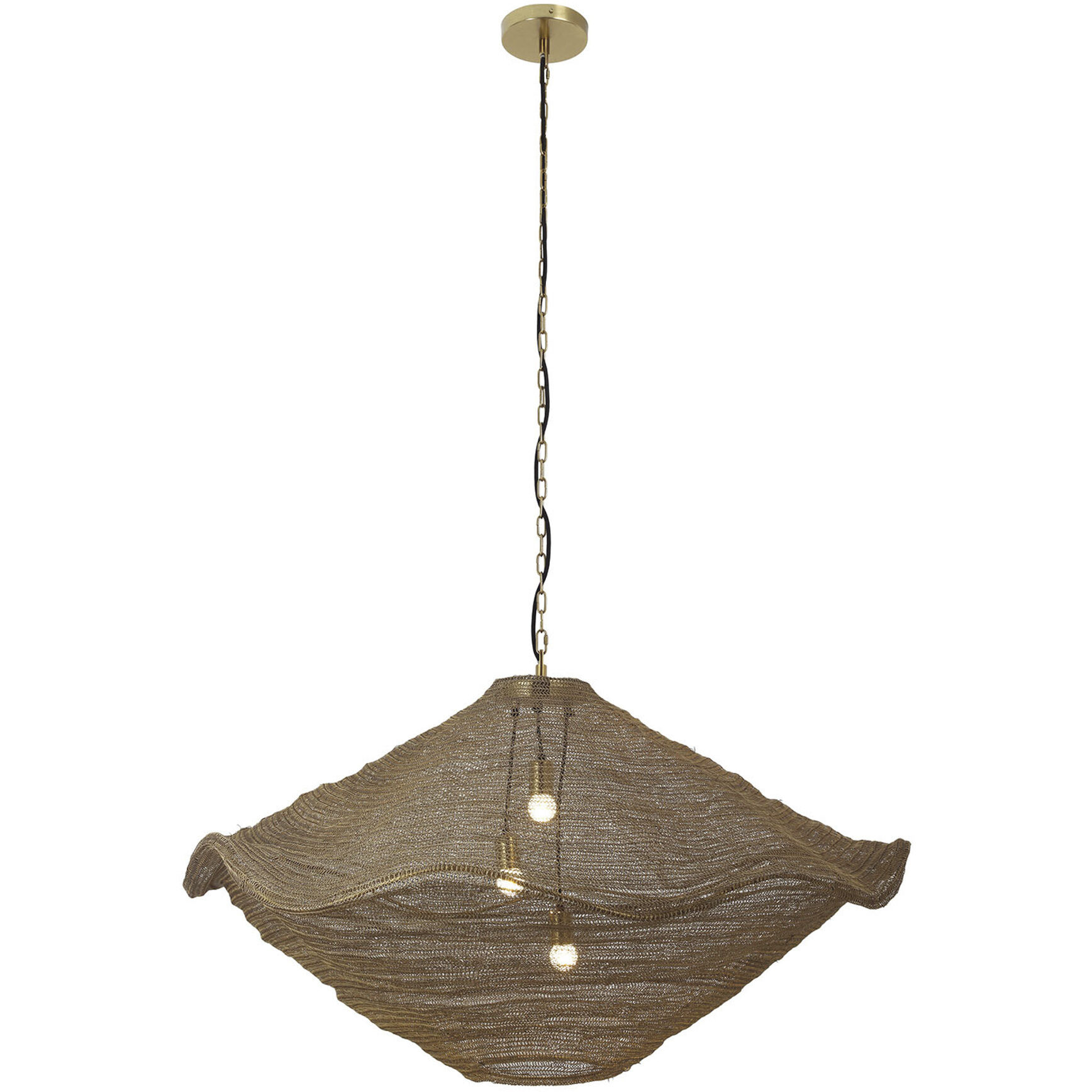 Marseille 3 Light 43 inch Brass Antique Pendant Ceiling Light