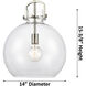 Newton Sphere 1 Light 14 inch Satin Nickel Pendant Ceiling Light in Matte White Glass