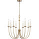 Neville 8 Light 28 inch Natural Brass with Bleached White Wood and Off White Chandelier Ceiling Light