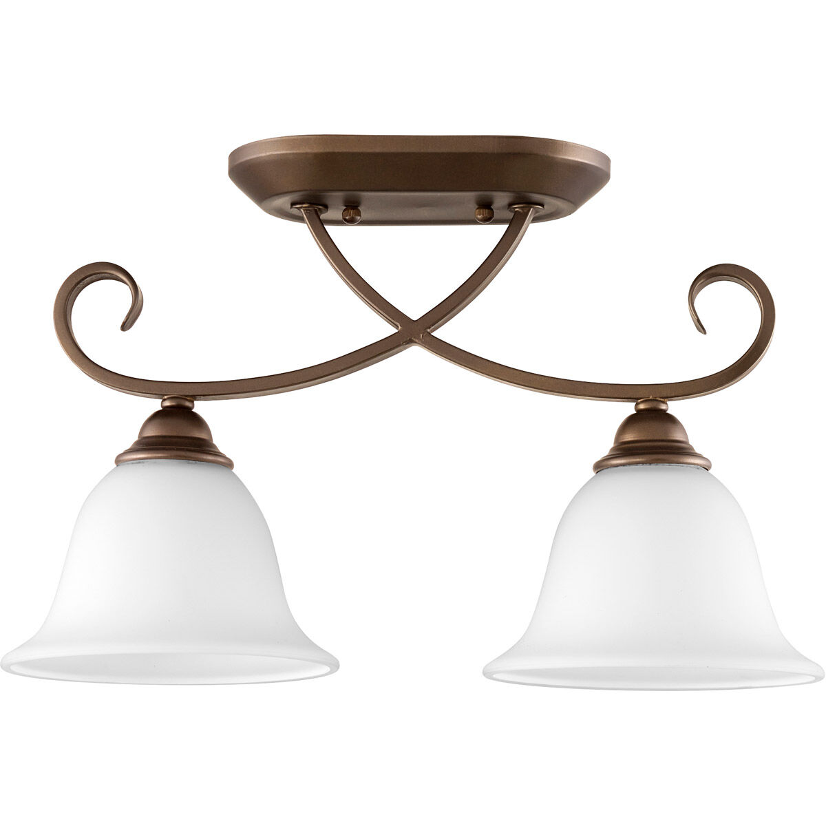 Celesta 2 Light 7 inch Oiled Bronze Ceiling Sink Ceiling Light, Satin Opal