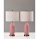 Freya 24 inch 100 watt Pink Texture Glass and Antique Brass Table Lamps Portable Light, Set of 2, Simplee Adesso