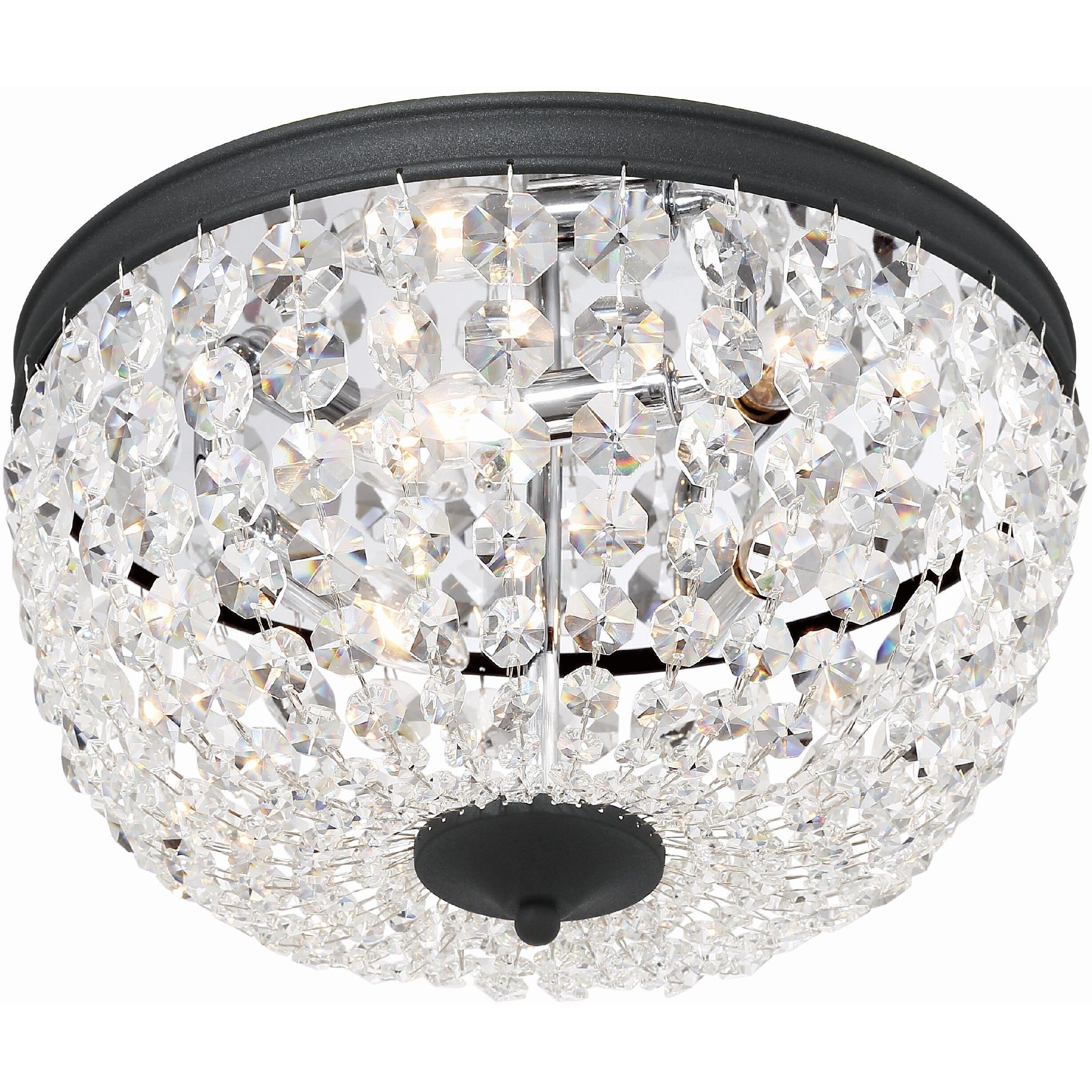 Nola 3 Light 14.25 inch Black Forged Flush Ceiling Light