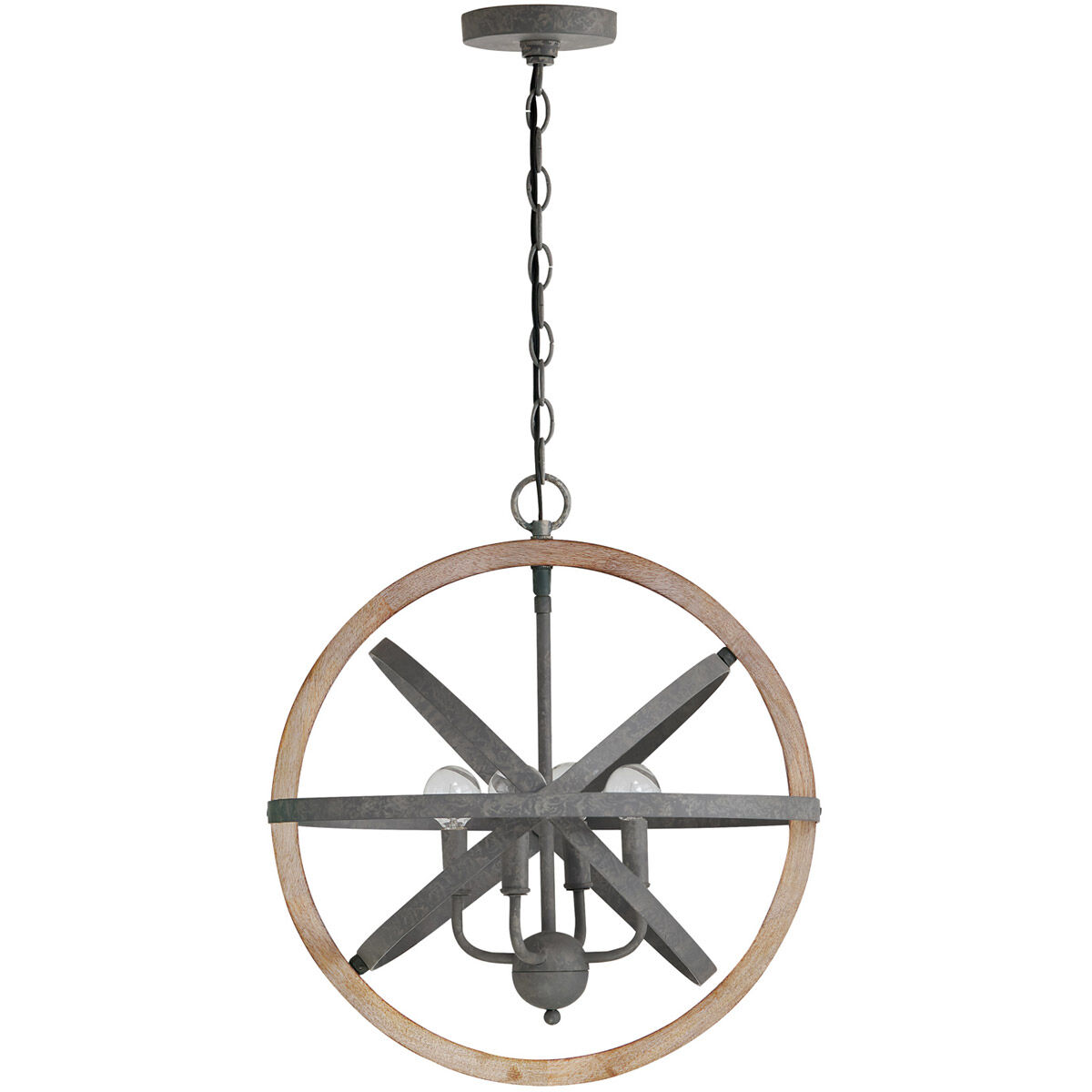 Chandler 4 Light 18 inch Iron and Wood Pendant Ceiling Light