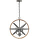 Chandler 4 Light 18 inch Iron and Wood Pendant Ceiling Light