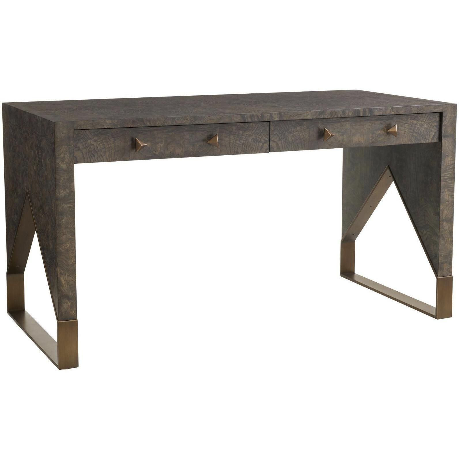 Jupiter 56 X 28 inch Truffle Burl and Antique Brass Desk