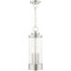 Hillcrest 3 Light 7 inch Brushed Nickel Outdoor Pendant Lantern
