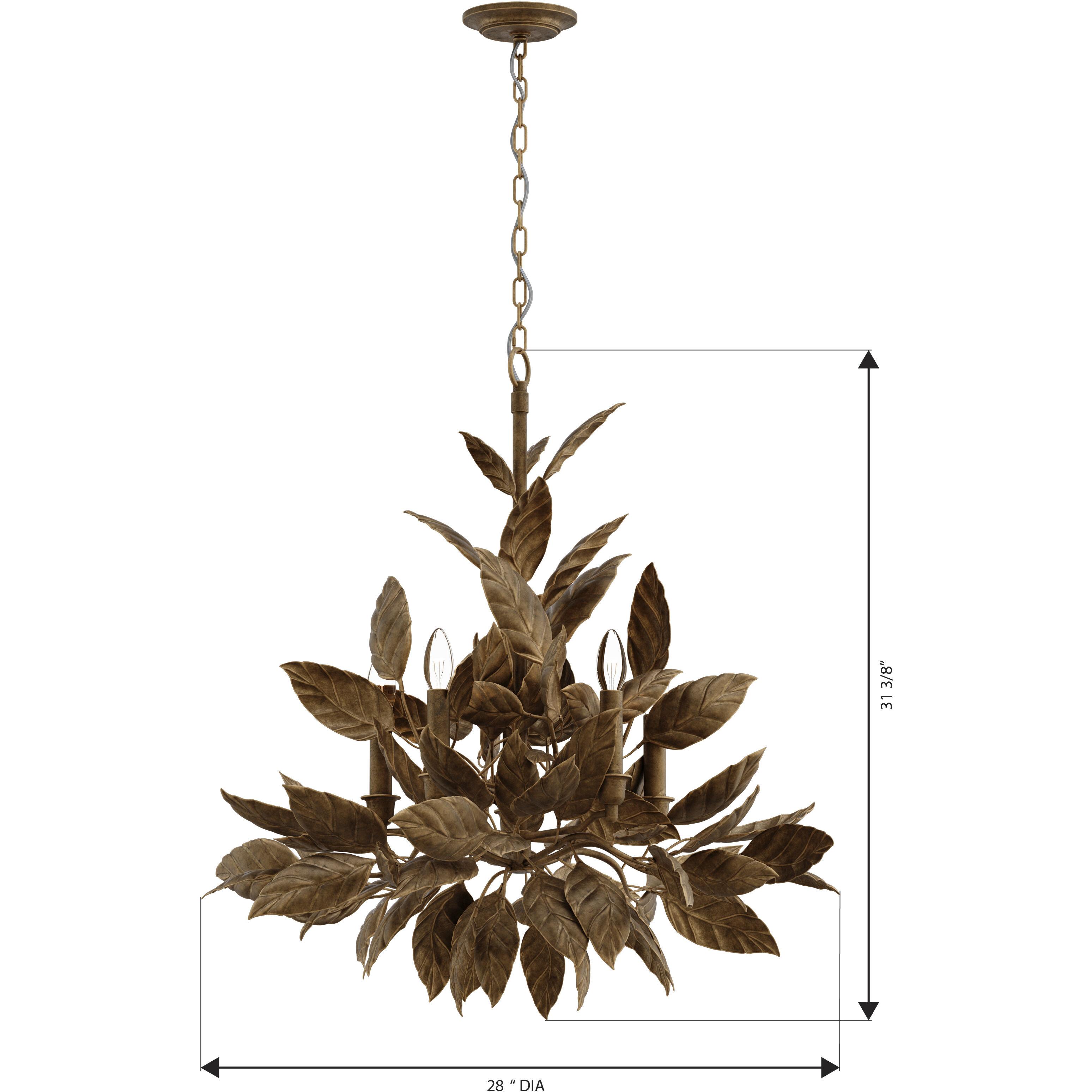 Seraphine 6 Light 28 inch Weathered Gold Chandelier Ceiling Light