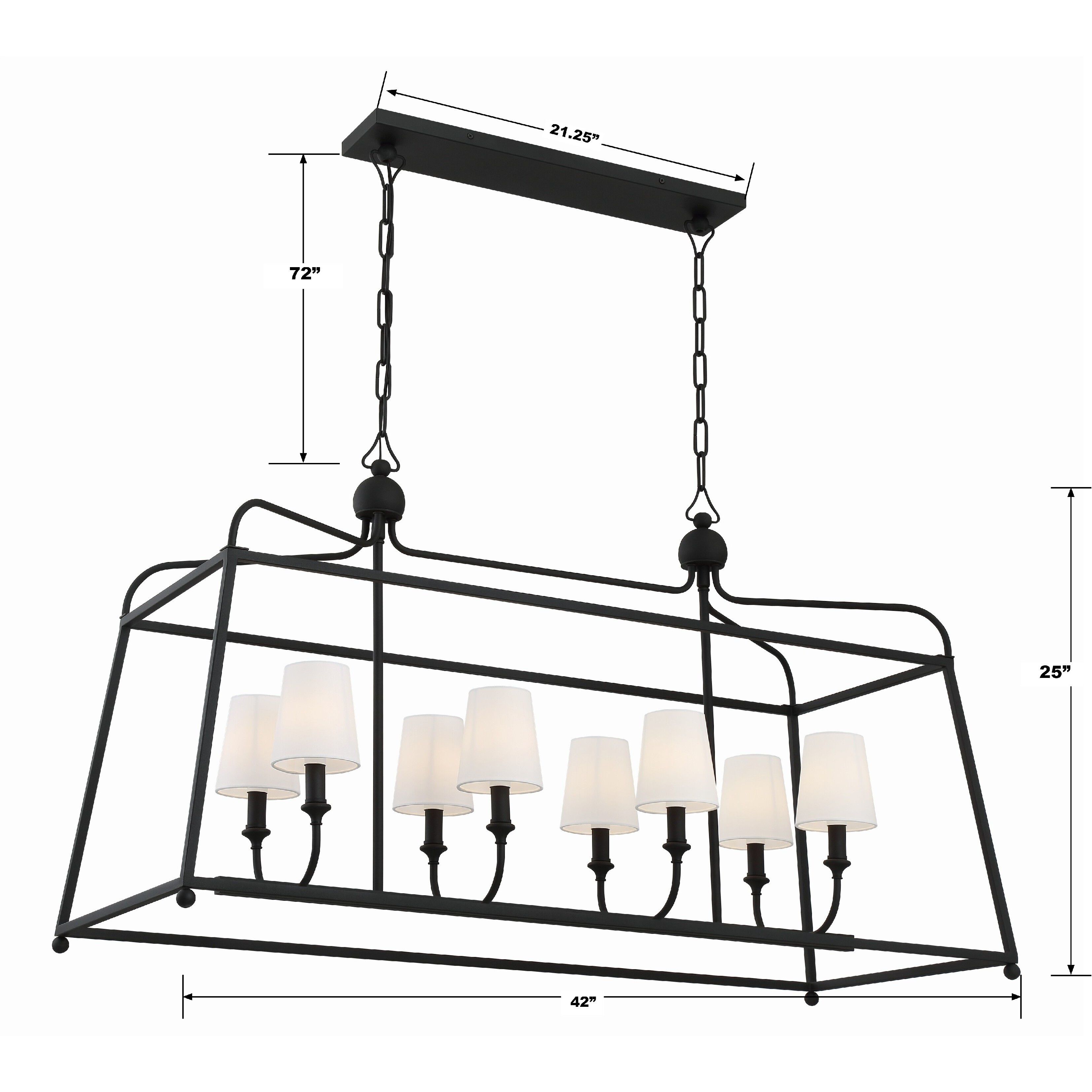 Sylvan 8 Light 42 inch Black Forged Linear Chandelier Ceiling Light