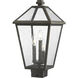 Talbot 3 Light 18.5 inch Oil Rubbed Bronze Outdoor Post Mount Fixture in Seedy Glass