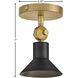 Dom 7 inch 9.00 watt Heritage Brass with Black Adjustable Sconce Wall Light, Small