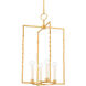 Adelaide 4 Light 15 inch Vintage Gold Leaf Indoor Lantern Pendant Ceiling Light