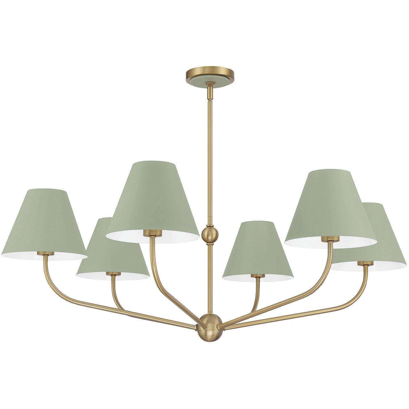 Xavier 6 Light 40 inch Vibrant Gold Chandelier Ceiling Light in Vibrant Gold and Green