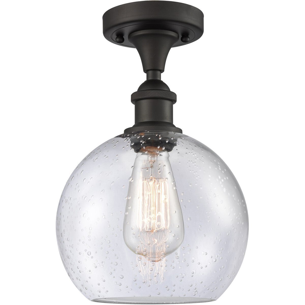 Ballston Athens LED 8 inch Oil Rubbed Bronze Semi-Flush Mount Ceiling Light in Seedy Glass, Ballston