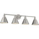 Modern Farmhouse 4 Light 37.5 inch Brushed Nickel Bathroom Vanity Light Wall Light