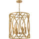 Leona 6 Light 22 inch Distressed Brass Drum Chandelier Ceiling Light