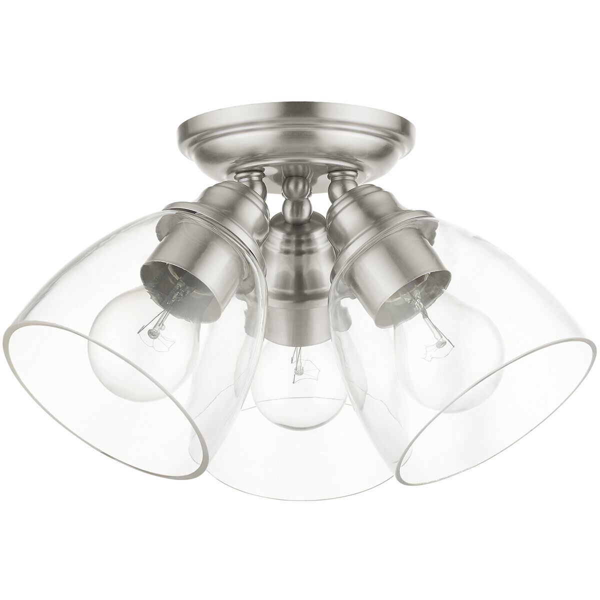 Montgomery 3 Light 14 inch Brushed Nickel Flush Mount Ceiling Light