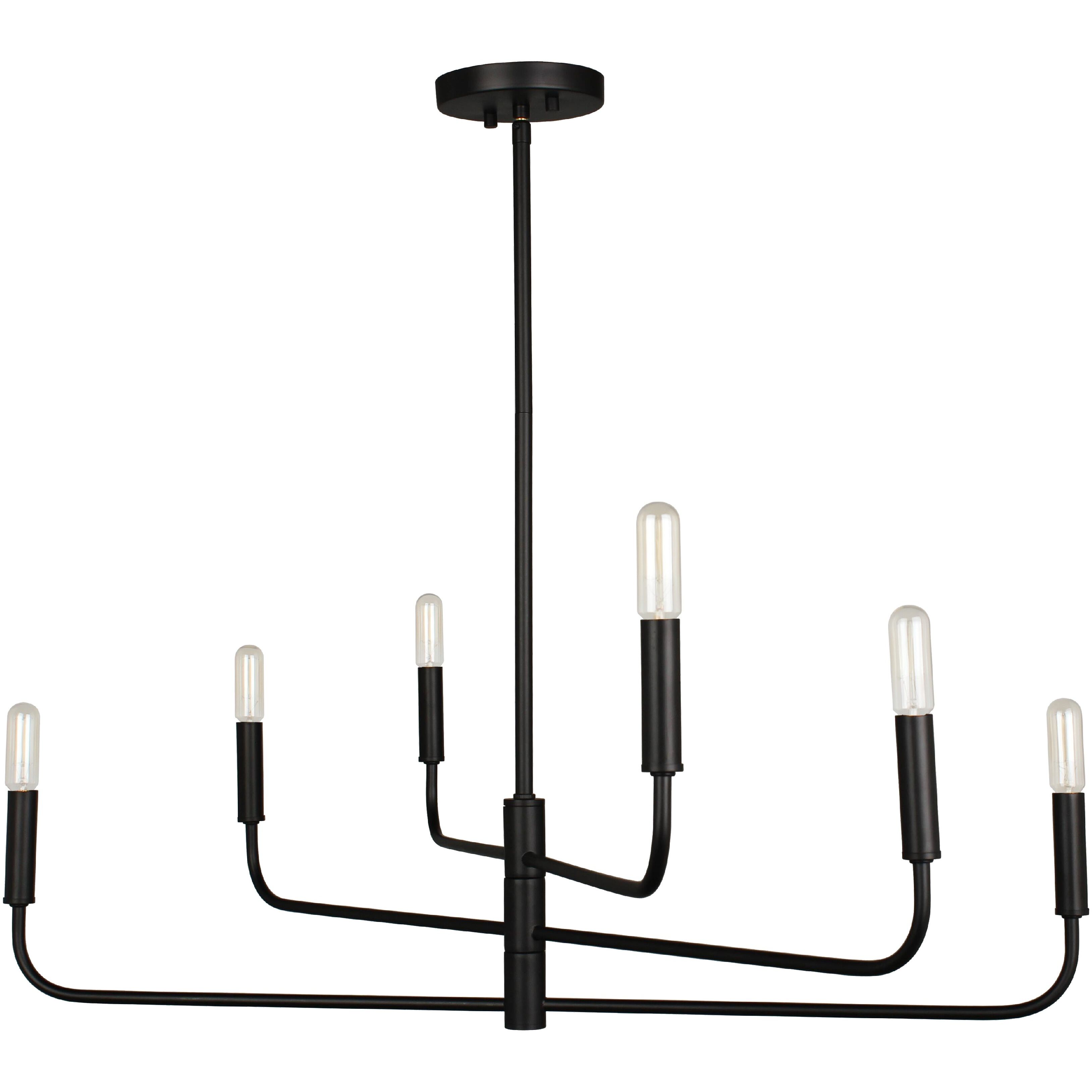 Catalina 6 Light 32 inch Matte Black Chandelier Ceiling Light