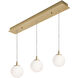 Loretto 3 Light 7 inch Satin Brass Linear Pendant Ceiling Light