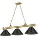 Cordon 3 Light 57.25 inch Rubbed Brass Billiard Ceiling Light in Smoke Acrylic