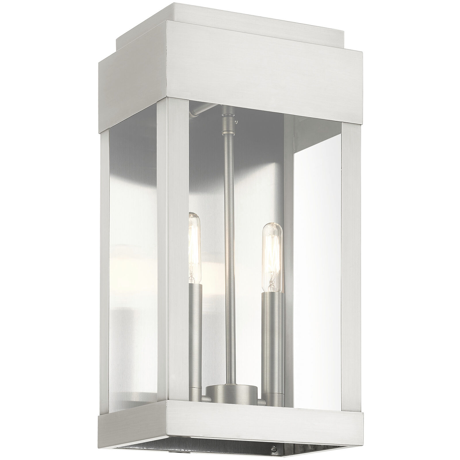 York 2 Light 16 inch Brushed Nickel Outdoor Wall Lantern