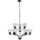 Neighborhood Tyler 9 Light 31.5 inch Flat Black Chandelier Ceiling Light in Clear Seeded, Neighborhood Collection