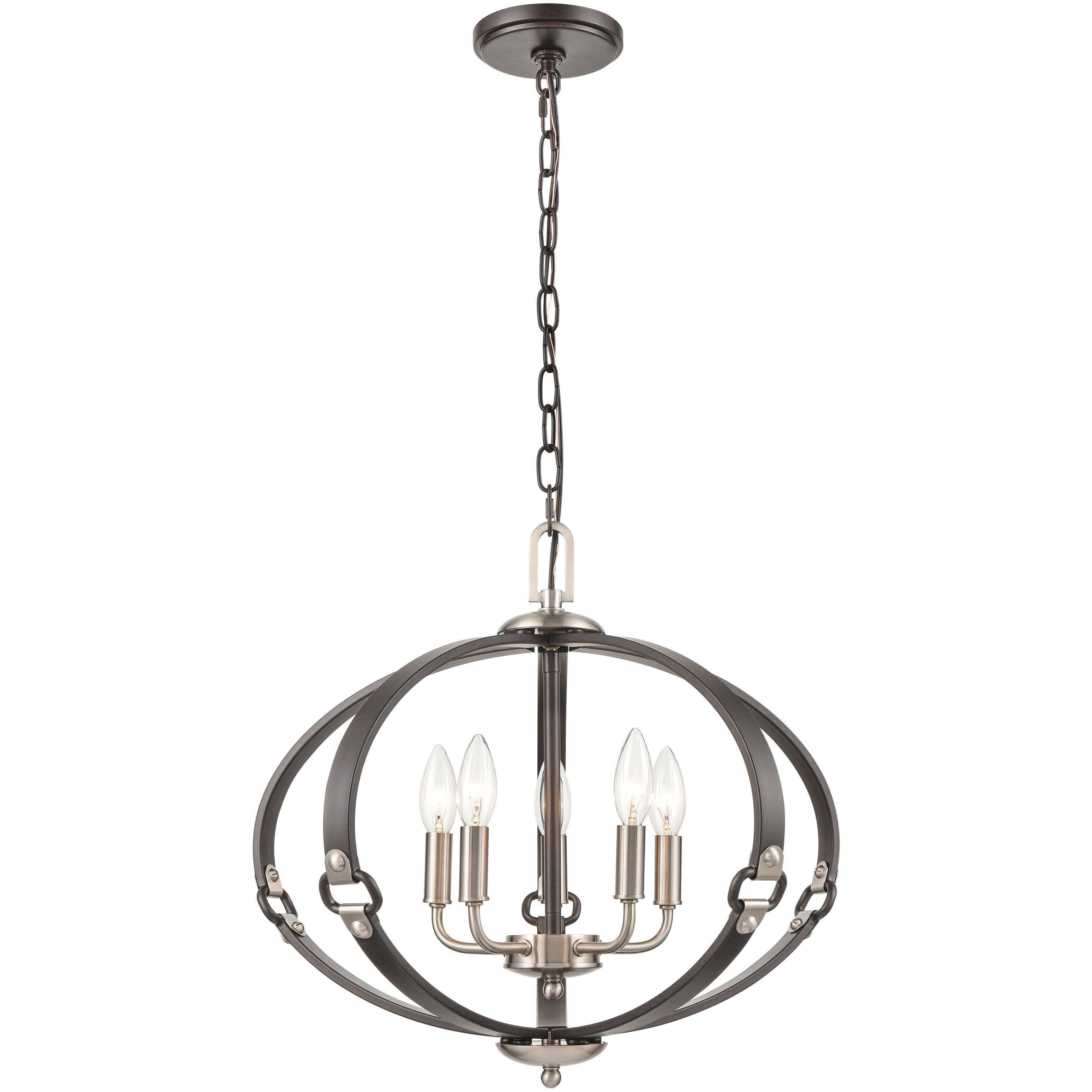 Armstrong Grove 5 Light 20 inch Charcoal with Satin Nickel Chandelier Ceiling Light