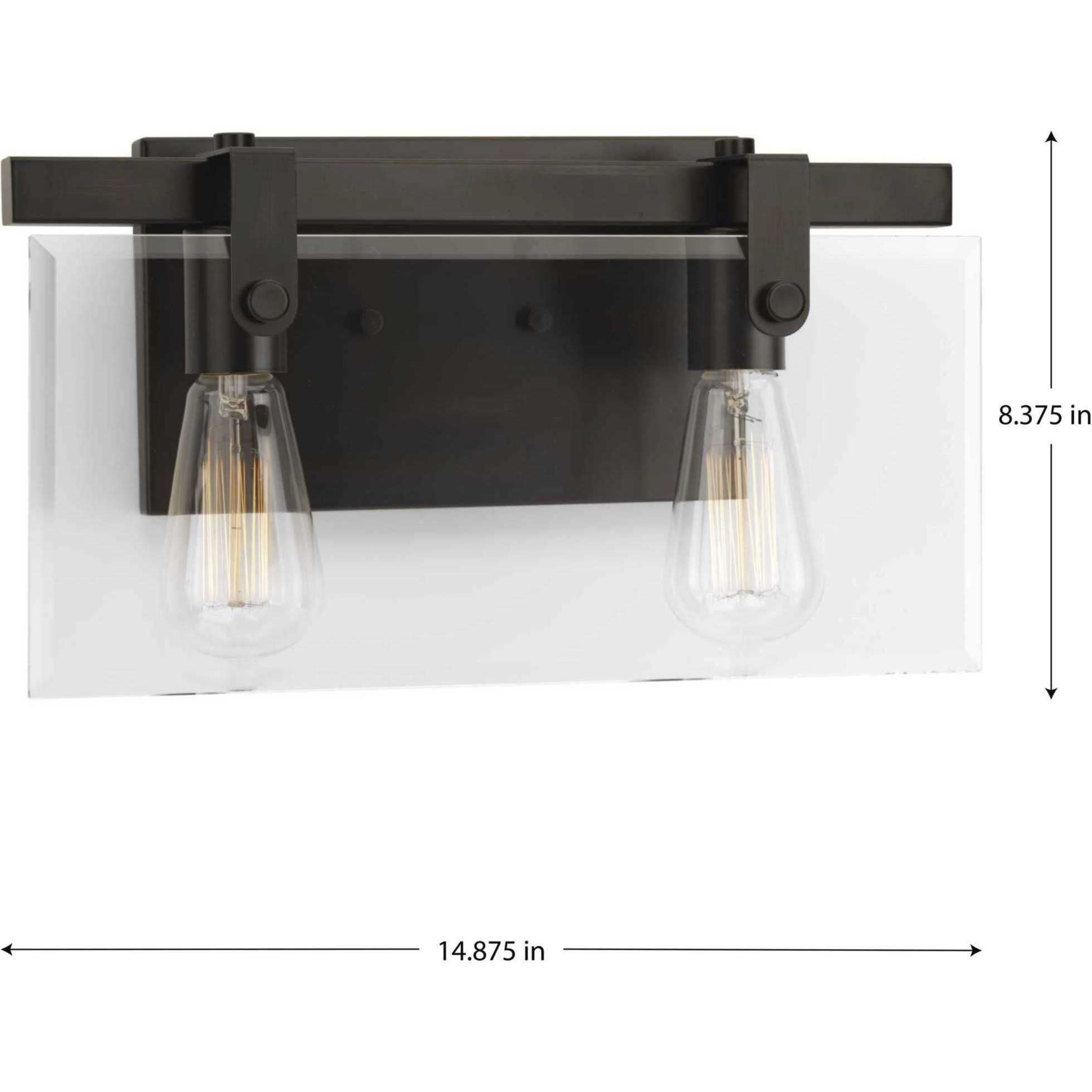 Glayse 2 Light 15 inch Antique Bronze Bath Vanity Wall Light, Design Series