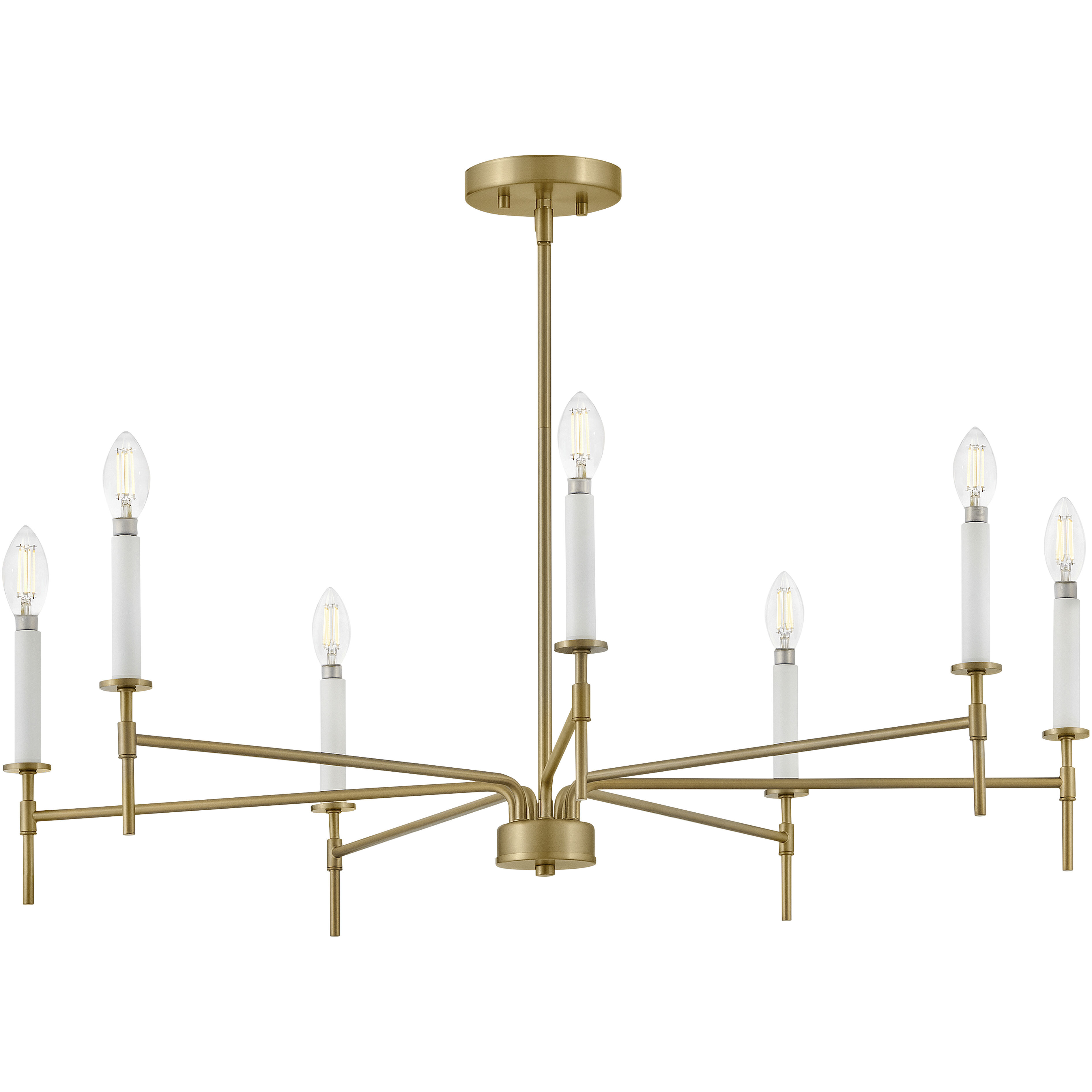 Hux 7 Light 36 inch Lacquered Brass with Warm White Chandelier Ceiling Light