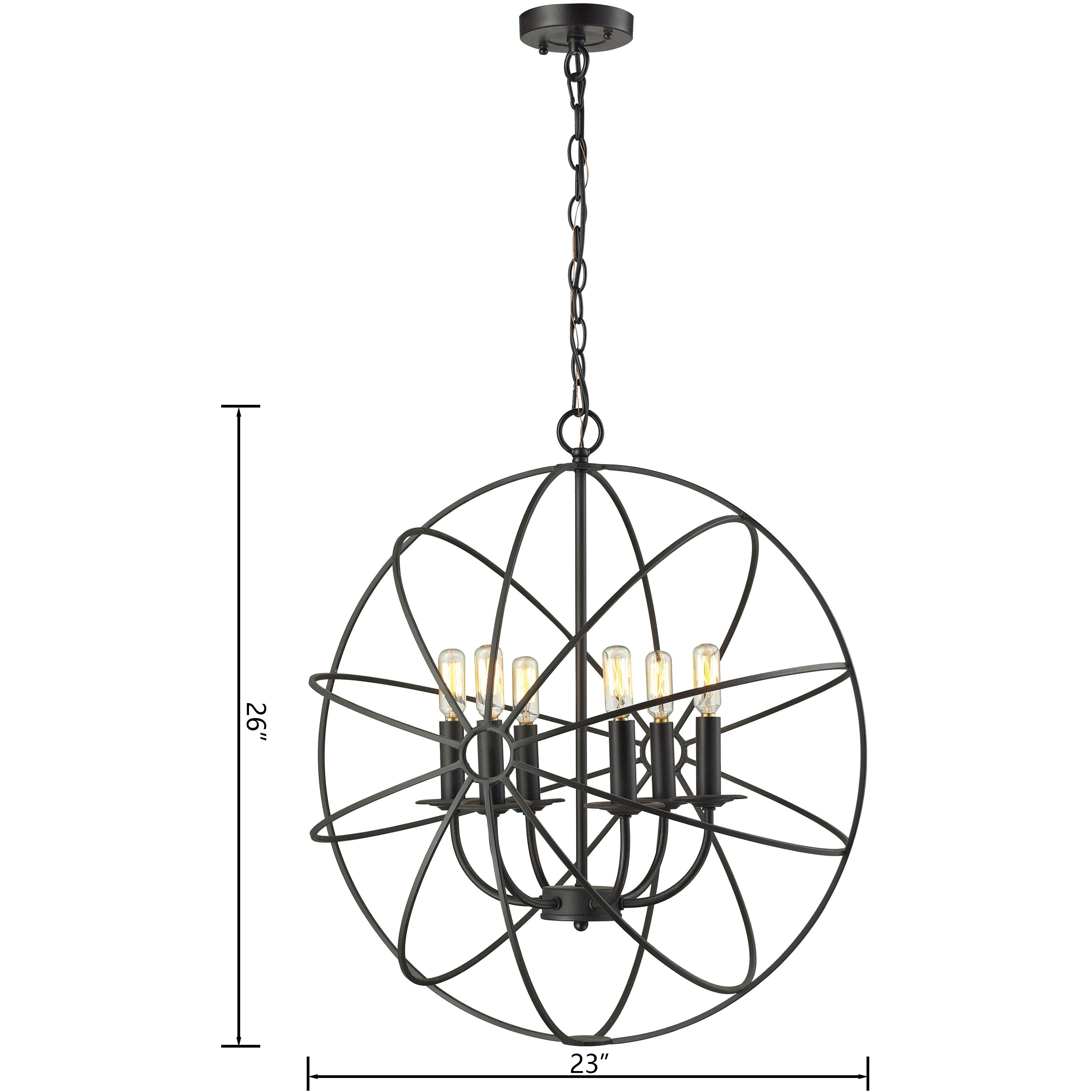 Yardley 6 Light 23 inch Black Chandelier Ceiling Light