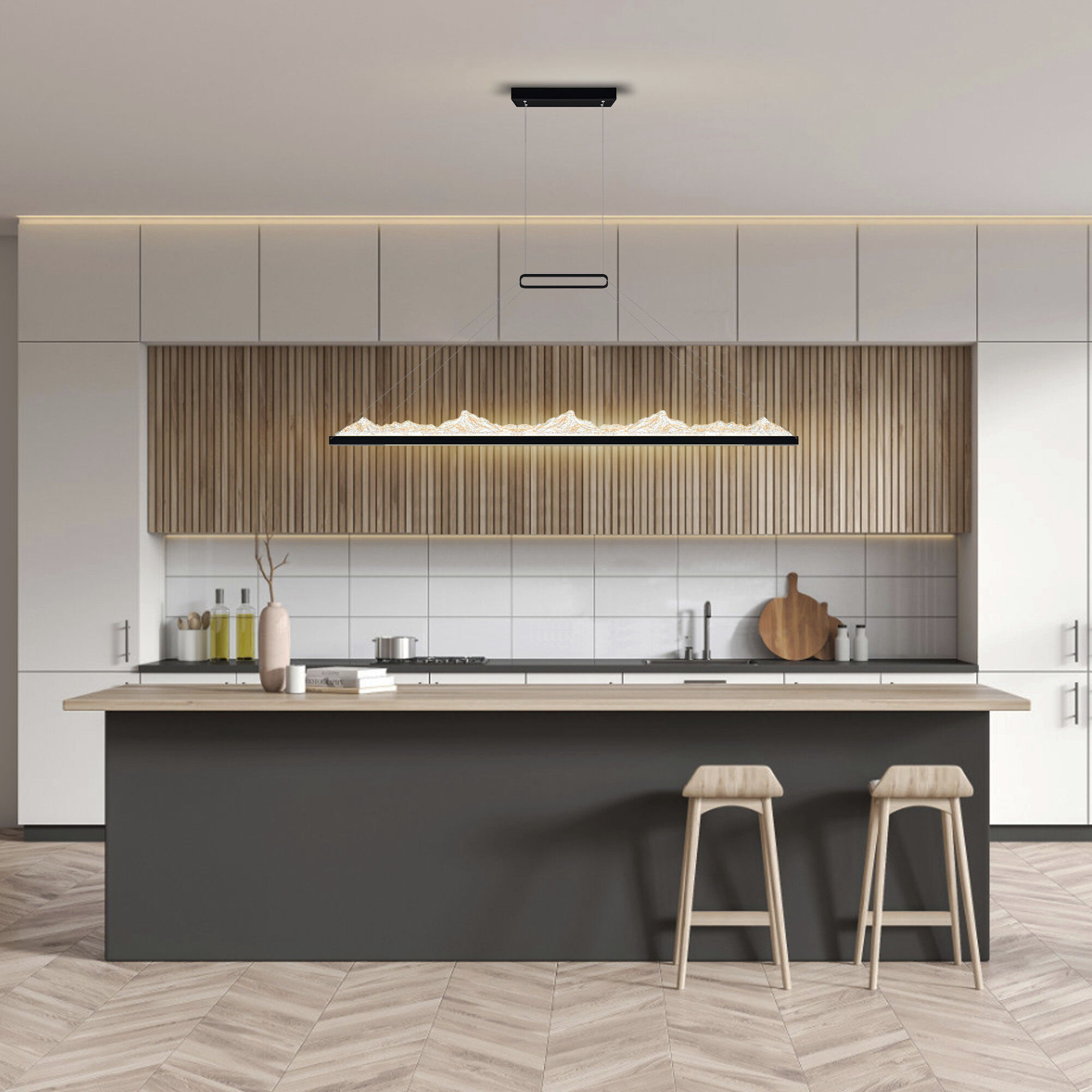 Himalayas LED 62 inch Black Island/Pool Table Light Ceiling Light