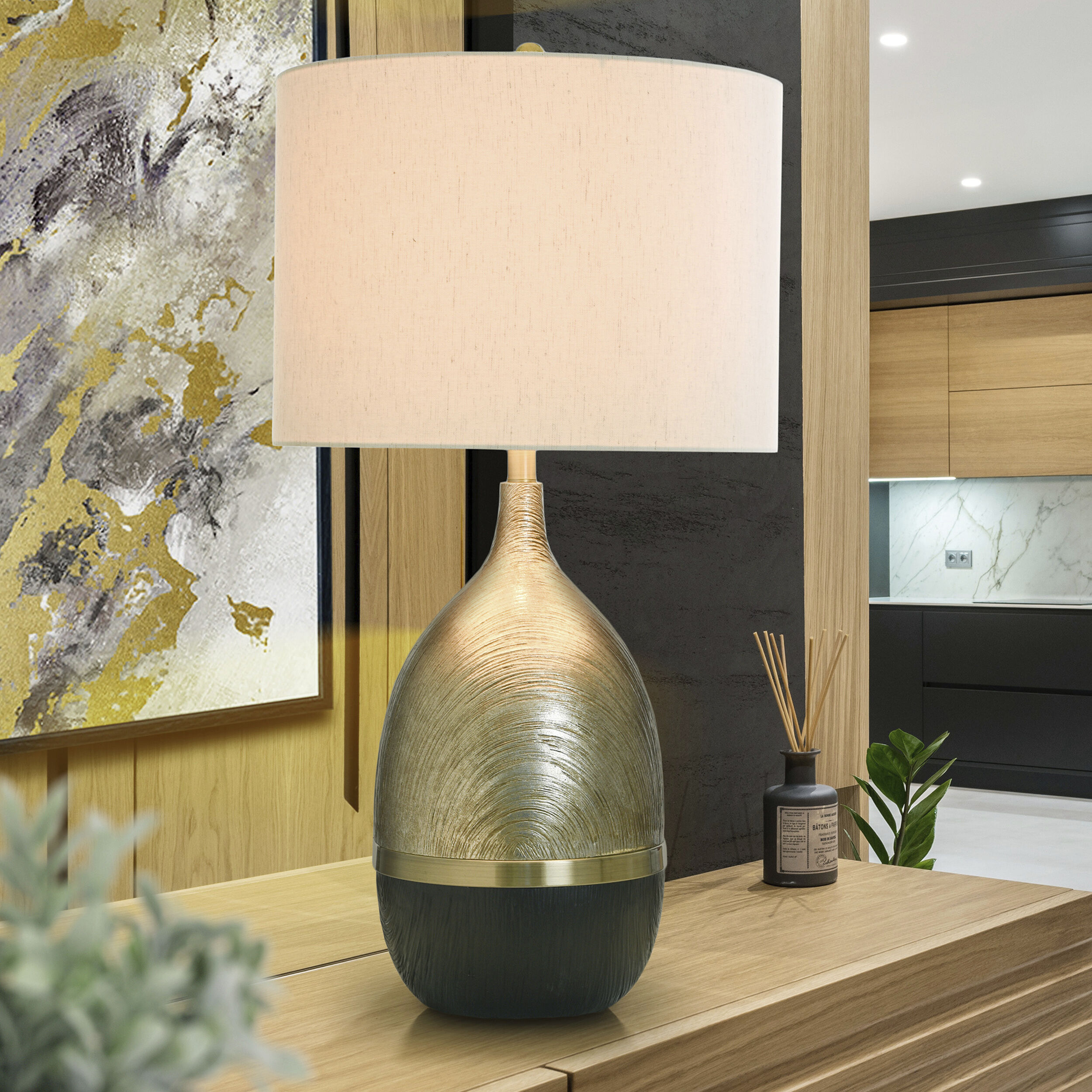 Galas 32 inch 150.00 watt Champagne Gold Table Lamp Portable Light