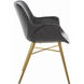 Channing Charcoal Brown Leather / Stainless Gold Dining Chair