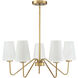 Mid-Century 5 Light 25.75 inch Natural Brass Chandelier Ceiling Light