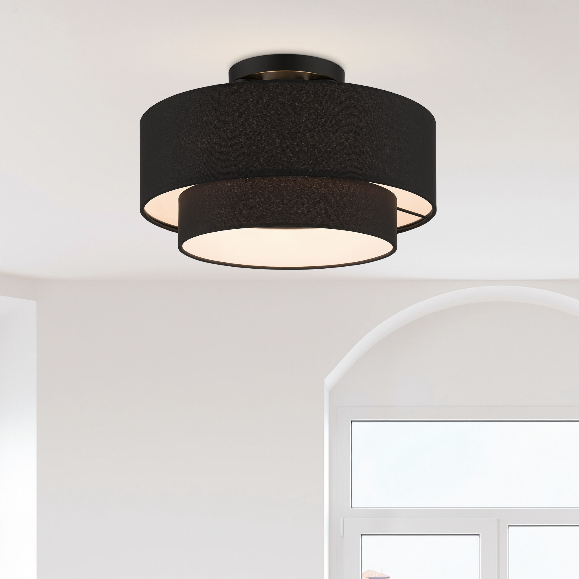 Bainbridge 3 Light 15 inch Black Semi Flush Mount Ceiling Light, Large