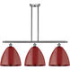 Ballston Plymouth Dome LED 38.5 inch Brushed Satin Nickel Island Light Ceiling Light in Matte Red