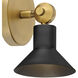 Dom 7 inch 9.00 watt Heritage Brass with Black Adjustable Sconce Wall Light, Small