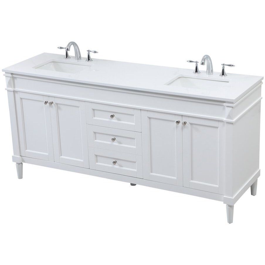 Bennett 72 X 21 X 35 inch White Vanity Sink Set